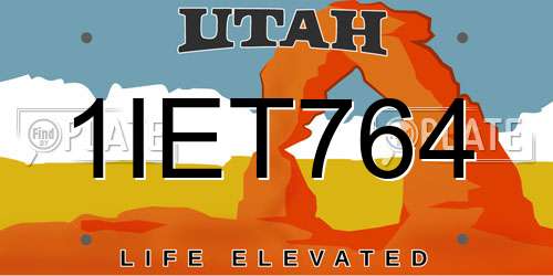 1IET764 Utah License Plate
