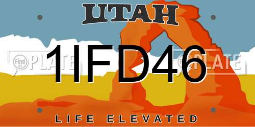 1IFD46 Utah License Plate