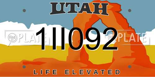1II092 Utah License Plate
