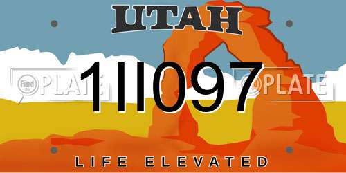 1II097 Utah License Plate