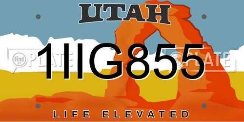 1IIG855 Utah License Plate