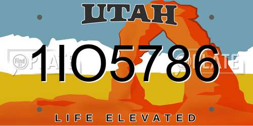 1IO5786 Utah License Plate
