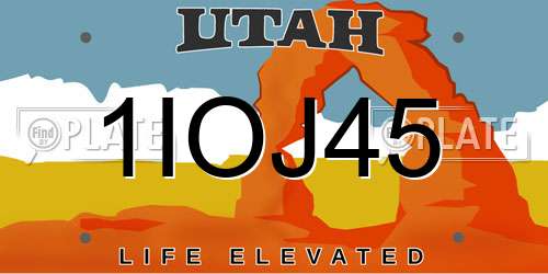 1IOJ45 Utah License Plate
