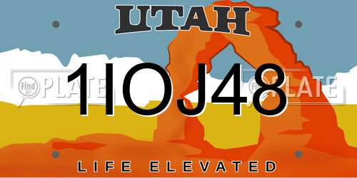 1IOJ48 Utah License Plate