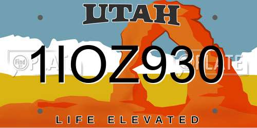 1IOZ930 Utah License Plate