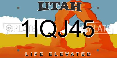 1IQJ45 Utah License Plate