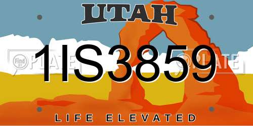 1IS3859 Utah License Plate