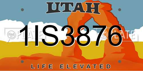 1IS3876 Utah License Plate
