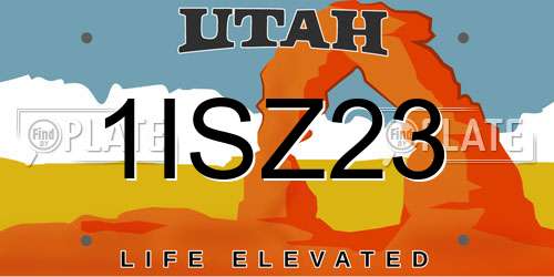 1ISZ23 Utah License Plate