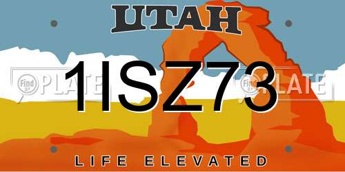 1ISZ73 Utah License Plate