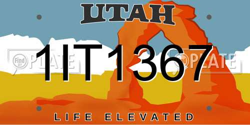 1IT1367 Utah License Plate