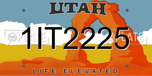 1IT2225 Utah License Plate