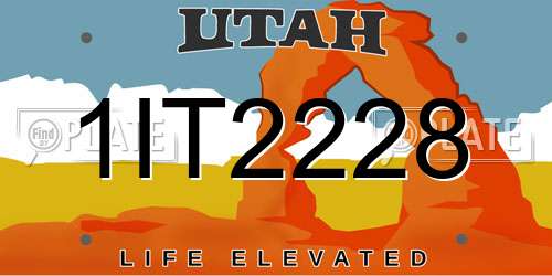 1IT2228 Utah License Plate