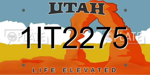 1IT2275 Utah License Plate