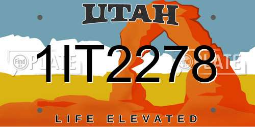 1IT2278 Utah License Plate