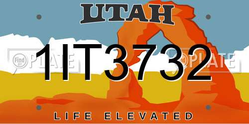 1IT3732 Utah License Plate