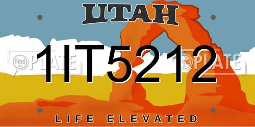 1IT5212 Utah License Plate