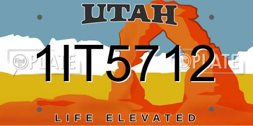 1IT5712 Utah License Plate
