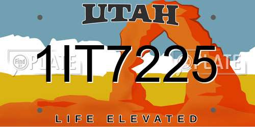1IT7225 Utah License Plate