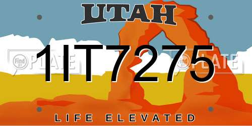 1IT7275 Utah License Plate