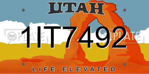 1IT7492 Utah License Plate