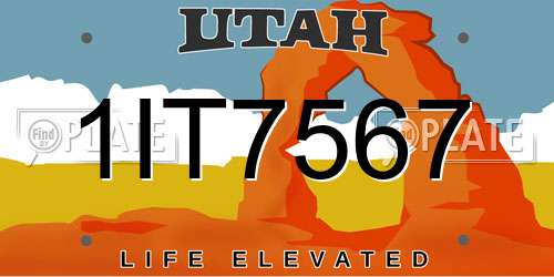 1IT7567 Utah License Plate