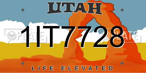 1IT7728 Utah License Plate