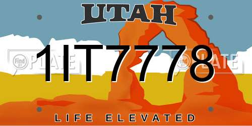 1IT7778 Utah License Plate