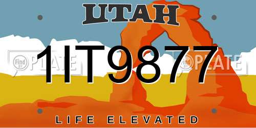 1IT9877 Utah License Plate