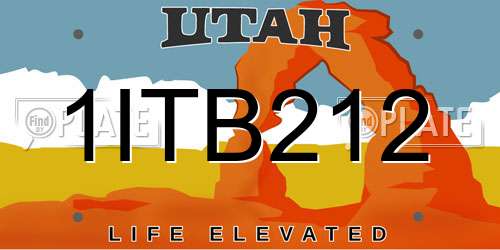 1ITB212 Utah License Plate