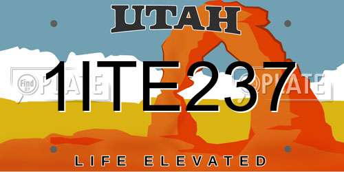 1ITE237 Utah License Plate