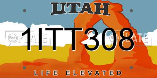 1ITT308 Utah License Plate