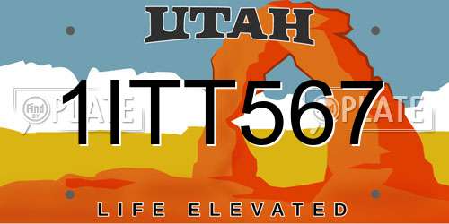 1ITT567 Utah License Plate