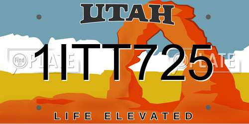 1ITT725 Utah License Plate
