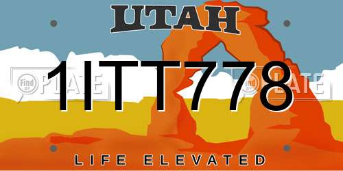 1ITT778 Utah License Plate