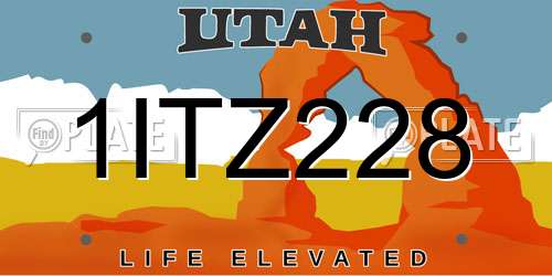 1ITZ228 Utah License Plate