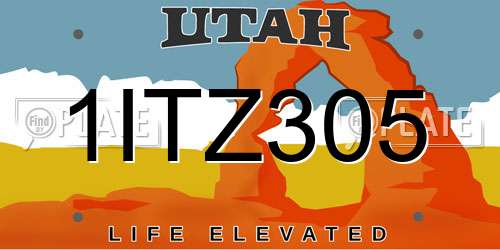 1ITZ305 Utah License Plate
