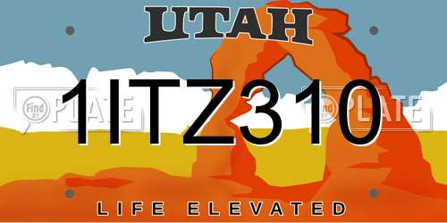 1ITZ310 Utah License Plate