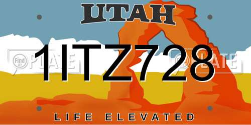 1ITZ728 Utah License Plate