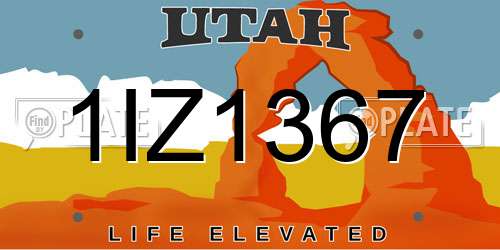 1IZ1367 Utah License Plate
