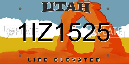 1IZ1525 Utah License Plate