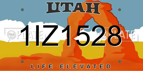 1IZ1528 Utah License Plate