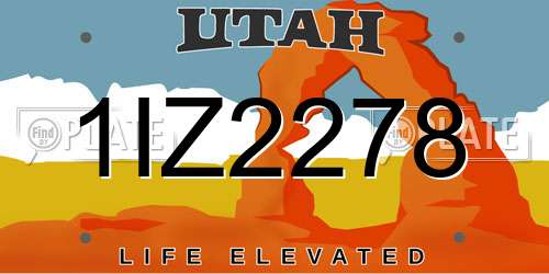 1IZ2278 Utah License Plate