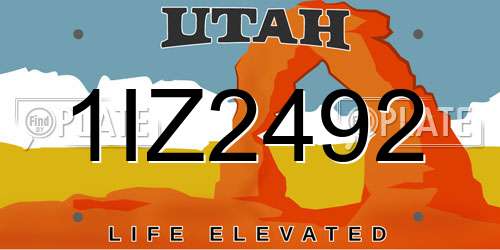 1IZ2492 Utah License Plate