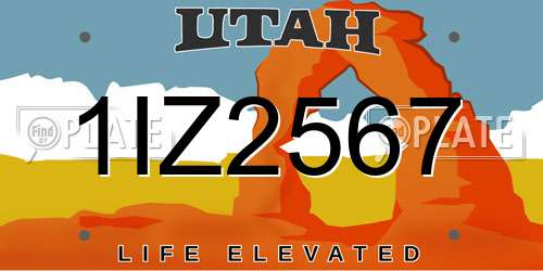 1IZ2567 Utah License Plate