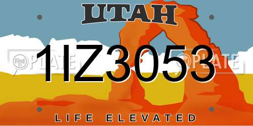 1IZ3053 Utah License Plate