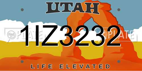 1IZ3232 Utah License Plate