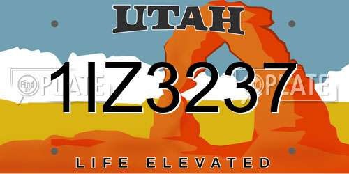 1IZ3237 Utah License Plate