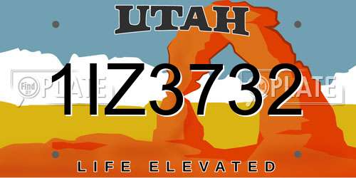 1IZ3732 Utah License Plate