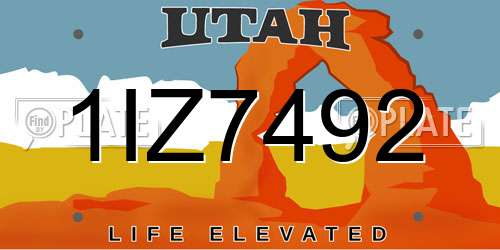 1IZ7492 Utah License Plate